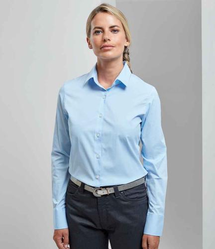Premier Ladies Long Sleeve Stretch Fit Poplin Shirt - PAB - XXL